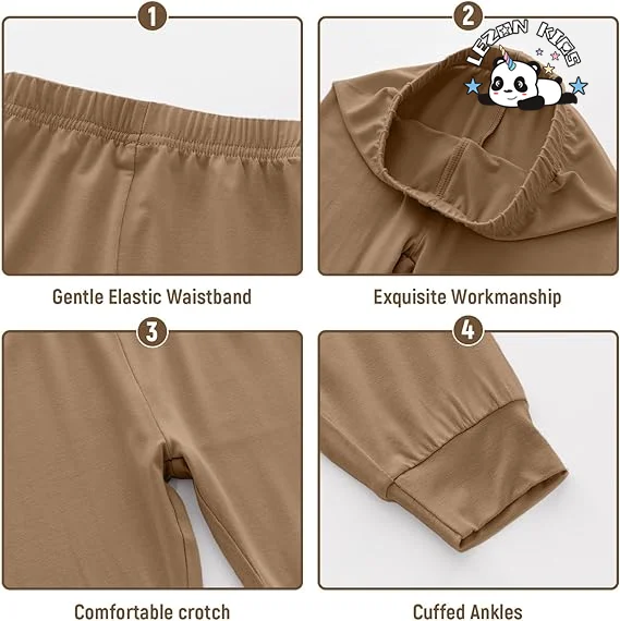 LEZONKIDS - Conjunto de 2 peças de roupas de brincar para meninos, camisetas de manga longa com bolso e calças para outono e inverno para crianças de 2 a 14 anos
